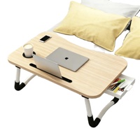 Table de chevet convertible en bois pour usage scolaire - Bureau pliable pour ordinateur portable avec porte-gobelet, montage facile, hauteur réglable, écologique