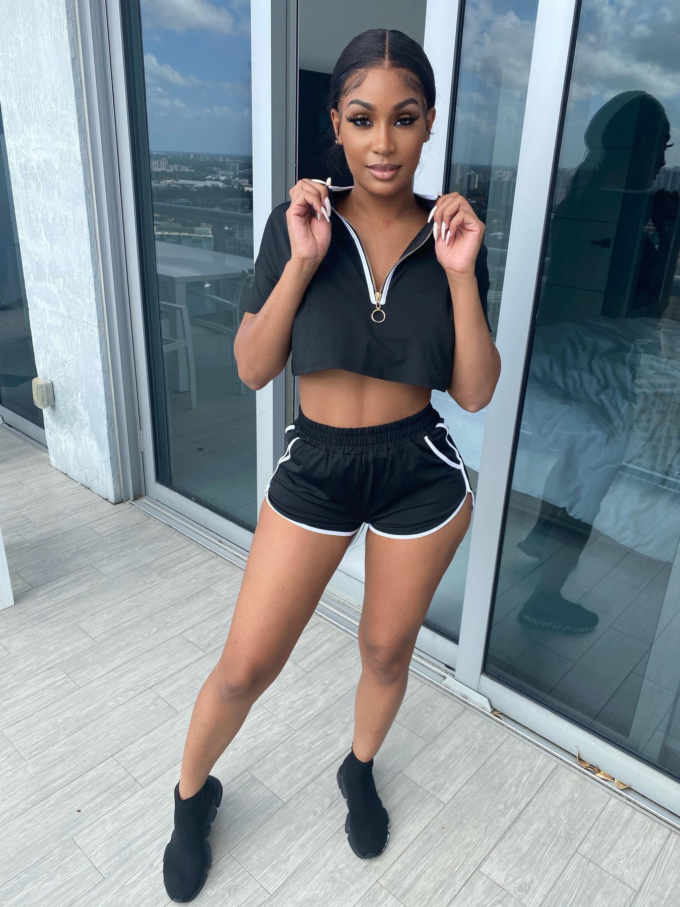 Custom Sweatsuits With logo Two-Piece Set Solid Color Zipper Fly