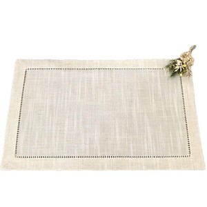 Napperons en lin à points festonnés, <span class=keywords><strong>beige</strong></span> naturel, mélange coton-lin, modernes, lavables, pour mariage et décoration intérieure - Product Image 5