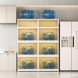 Tianhui Multi Layer Plastic Storage Cabinet Foldable Dustproof <b>Kitchen</b> <b>Organizer</b> With Doors <b>For</b> Dishes And Pantry Items - Product Image 3