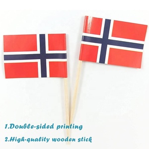 Palillos de Dientes con la Bandera de Noruega, Mini Decoración de Papel para Cupcakes Impresa Personalizada para Fiestas y Cócteles, Pequeños Palillos de Dientes Noruegos - Product Image 2
