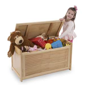 Boîte de rangement en bois massif <span class=keywords><strong>avec</strong></span> couvercle pour chambre d'enfant, boîte à jouets et meuble de siège, <span class=keywords><strong>coffre</strong></span> en pin naturel <span class=keywords><strong>avec</strong></span> dossier - Product Image 3