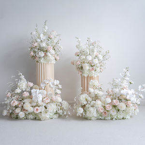 Arrangement floral de luxe blanc pour allée de mariage, toile de fond avec rangée de fleurs de <span class=keywords><strong>jacinthe</strong></span>, <span class=keywords><strong>orchidée</strong></span> et souffle de bébé, fournitures de décoration d'événements en gros - Product Image 2