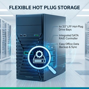 Servidor en Torre HPE ProLiant ML30 Gen11 4U de Alto Rendimiento, Intel E2434, 32GB RAM, 8SFF, para Copia de Seguridad de Archivos, Servidor de Red para Oficinas Remotas - Product Image 4