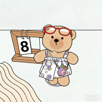 Teddy ISLAND - Ours en peluche beige mignon avec lunettes à monture rouge et robe à imprimé dessin animé - Licence mondiale