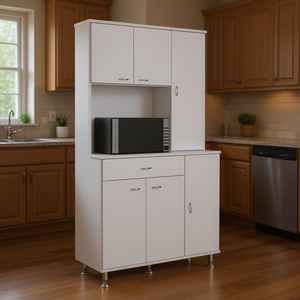 Armoire de cuisine Helis en MDF blanc, design moderne avec tiroir et étagères pour l'organisation du rangement - Product Image 2