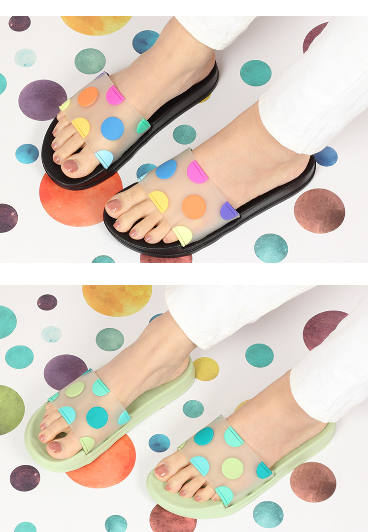 Custom Transparent Slippers Indoor Non-slip Cute Cartoon Polka Dot Slippers for Women