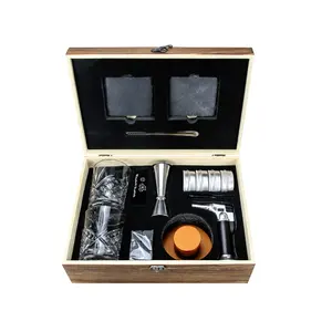 Kit para fumante de coquetel com maçã, cereja, carvalho, noz, madeira, uísque, capuz de madeira defumado, para bar, bebidas, cozinha