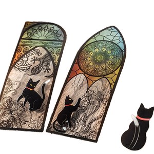 Kawaii Anime Eco-Friendly Cartoon Black Cat Bookmark Set Helia Sdaiky 6pcs Cute Pet Promotional Bookmarks for Back