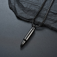 Collier pour hommes, vente chaude, bijoux hip-hop, pendentif en acier inoxydable en forme de balle, flacon d'huile essentielle, collier militaire pour hommes