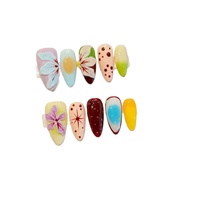 Faux ongles artificiels de haute qualité, sculptés en 3D, rose aurore, longs, pointus, en forme d'amande, réutilisables, en matériau ABS, à coller sur les doigts