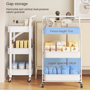 Chariot de <span class=keywords><strong>rangement</strong></span> pliable à trois niveaux pour cuisine, salle de bain, chambre à coucher - <span class=keywords><strong>Rangement</strong></span> mobile au sol pour jouets et collations de bébé - Product Image 4