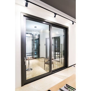 Puertas de cristal de diseño seccional de aluminio de estilo chino de gran oferta, puertas de bisagra de entrada principal de Patio de aluminio personalizadas - Product Image 1