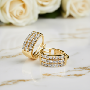 Anelli Eternity Dorati con Zirconia Cubica e Pietre Rotonde Create in Laboratorio, Placcati in Oro 18K, Gioielli Unisex per Matrimonio - Product Image 2