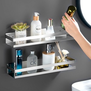 Étagère de salle de bain rectangulaire murale en acier inoxydable, à un seul niveau, finition polie, imperméable, durable, largeur 18 pouces - Product Image 4