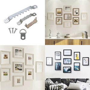 Wall Mount Metal <b>Picture</b> Hanging <b>Hook</b> Set With Screws And Rails <b>For</b> <b>Frame</b> Installation Rectangle Shape Removable Design - Product Image 4