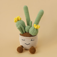 Plante succulente à double tête en laine crochetée, grande plante en pot, cactus multi-têtes, écologique, d'intérieur
