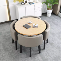 Ensemble de table à manger de luxe moderne et durable, chaises en métal, plateau en MDF, idéal pour salon, café, hôtel, cantine, salon de thé - Vente chaude