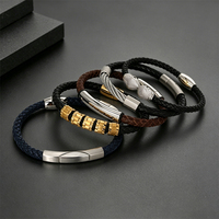 Bracelets en cuir tressé plaqués or 18 carats PVD, style punk, imperméables, en acier inoxydable, pour hommes, de la marque Boli Fashion