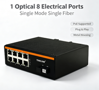Commutateur industriel Gigabit 8 ports TiNCAM TBC-GF2508-1SFP avec 1 emplacement SFP Gigabit, montage sur rail DIN, alimentation double DC12-52V, température étendue -40~85°C
