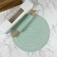Антипригарный силиконовый коврик, Кондитерские доски, набор силиконовых скалок с деревянной ручкой