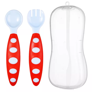Juego de Tenedor y Cuchara para Bebé, Utensilios de Alimentación, Kit de <span class=keywords><strong>Cubiertos</strong></span> Educativos, Vajilla para Niños Pequeños, Regalo con Estuche de Transporte - Product Image 2