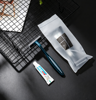 Kit de toilette minimaliste Black Label emballé séparément pour l'hôtellerie, avec poignée en paille de blé écologique, pour chambre d'hôtes et salle de bain