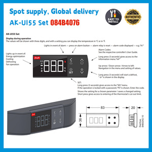 ชุด AK-UI55 รุ่นดั้งเดิม 084B4076 จอแสดงผลระยะไกลพร้อมปุ่มกด 084B4079 ชุดสายเคเบิล 6 เมตร สำหรับตัวควบคุมอุณหภูมิ AK-CC55 - Product Image 4