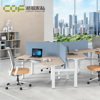 Poste de travail pour 3 personnes, poste de travail en open space, poste de travail en cubicle, bureau, mobilier de bureau, bureau réglable en hauteur