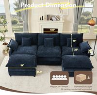 F&J Home 108-Zoll U-förmiges Modulares Chenille-Stoff-Sofa-Set mit Tiefsitz, Abnehmbaren und Maschinenwaschbaren Bezügen für das Wohnzimmer