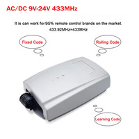 Récepteur à code ouvert 9-24V AC/DC, 2 canaux, 433 MHz, code roulant