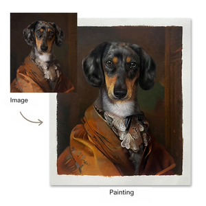 <span class=keywords><strong>Peinture</strong></span> à l'huile sur toile personnalisée de <span class=keywords><strong>chien</strong></span> teckel, réalisée à la main, digne d'un portrait de gentleman victorien, décoration murale de style Renaissance - Product Image 1