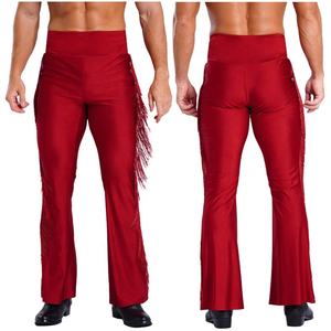 Pantalon évasé à pompons pour hommes Pantalon vintage à fond cloche pour danse scène performance Disco thème fête Raves <span class=keywords><strong>Club</strong></span> Cha-Cha <span class=keywords><strong>Tango</strong></span> - Product Image 2