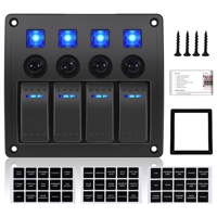 Panneau de commutation marin 4 gangs étanche avec protection contre les surcharges et indicateur LED, tableau de commutation à bascule 3P 12V-24V pour camion