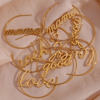 Dreamshow letra grabada declaración exagerada pendientes de moda PVD chapado en oro Acero inoxidable regalo del Día de la madre