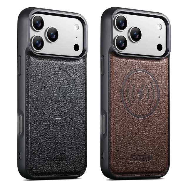 For iPhone 17 Pro Max 16 15 14 13 Case Magnet Fit Magnetic Cover Litchi Pattern Protection Slim PU Leather Case