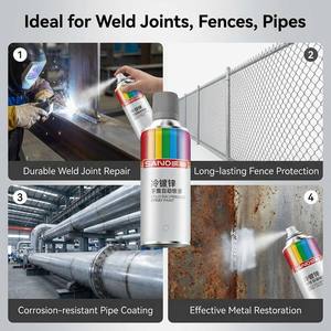 Spray de galvanisation à froid riche <span class=keywords><strong>en</strong></span> <span class=keywords><strong>zinc</strong></span> 96% 800H, résistant aux projections de sel, apprêt riche <span class=keywords><strong>en</strong></span> <span class=keywords><strong>zinc</strong></span>, peinture antirouille pour la <span class=keywords><strong>réparation</strong></span> de l'acier - Product Image 3