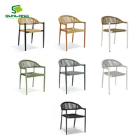Fauteuil de jardin moderne en aluminium, chaise de salle à manger d'extérieur empilable en rotin PE tressé pour terrasse, café, mobilier Horeca contractuel