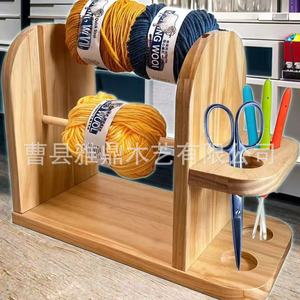 Wooden Yarn Spool Storage Rack Multifunctional <b>Crochet</b> <b>Hook</b> Holder For Workshops Standing Type Solid Wood - Product Image 2