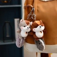 Porte-clés en peluche écureuil mignon avec grande queue moelleuse, pendentif en peluche écureuil à noix, ornement pour sac et clés de voiture, jouet en peluche, vente en gros