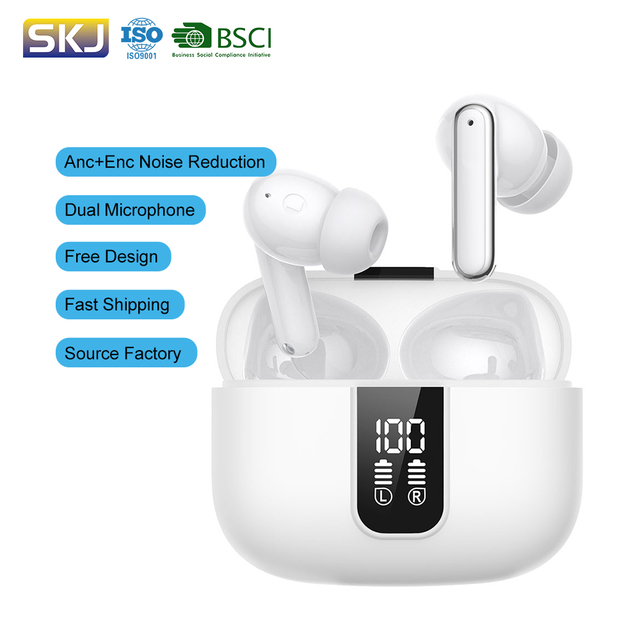 TWS ANC Noise Cancelling Wireless for 5.4 JL Chipset IPX4 Waterproof Low Latency In-Ear Sports Earphones Digital Display