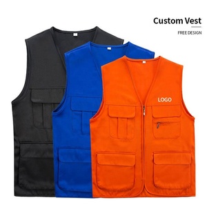 Utilitaire personnalisé 100% coton coquille grande taille unisexe multi-poches publicité gilets travail hommes fermetures éclair gilets avec impression - Product Image 1