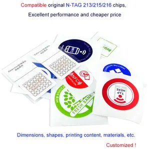 Customized Logo 13.56mhz PVC Sticker Passive Mini 215 216 Tag NFC Label Stickers