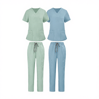 NMY 2025 Nouveaux ensembles de tenues d'infirmière pour femmes, haut à col en V et pantalon jogger, en Spandex/Polyester, tricoté/tissé, sans couture, avec détection d'aiguilles