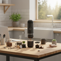 Machine à expresso automatique miniature en acier inoxydable avec système d'alimentation en eau chaude intégré, machine à café portable pour voiture et hôtel
