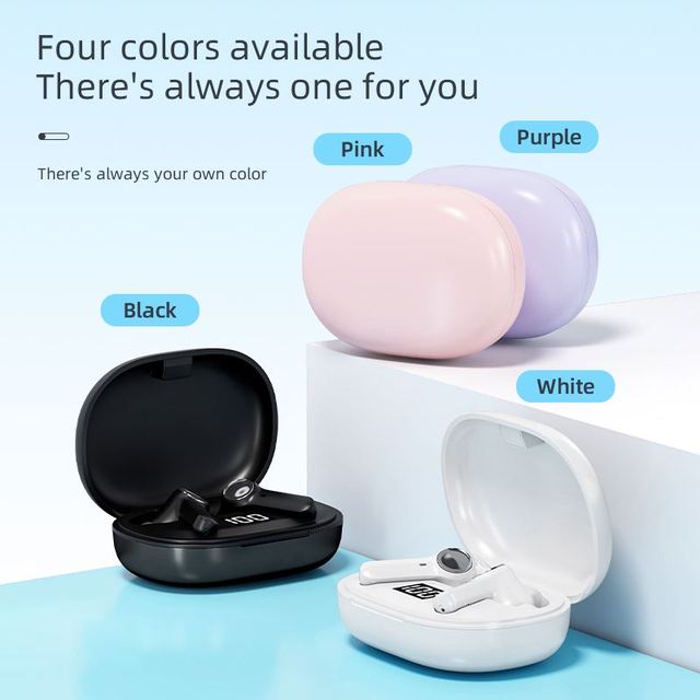 Noise Cancelling Earbuds 13mm Titanium Diaphragm Hifi Stereo Sound 10H Playtime BT 5.3 Led Display for Ios Android