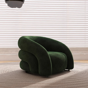 Modern <strong>Orange</strong> Velvet Accent <strong>Chair</strong> with Solid Wood Frame &amp; Metal Base Layered Curved Upholstered Leisure Armchair for Living Room - Product Image 5