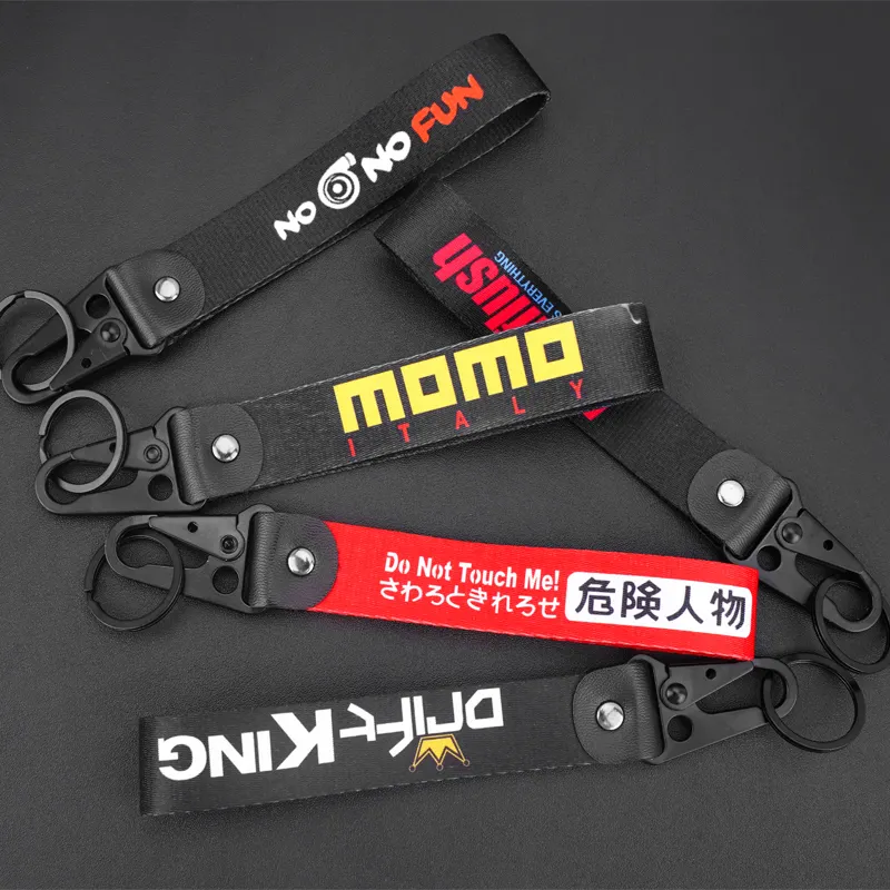 Personalized Fabric Car Keyring Carabiner Accessories Polyester Nylon Lanyard Keychain Custom Motorcycle Key Chain With Logo