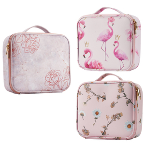 Waterproof PU Cosmetic <b>Bag</b> Travel Makeup Organizer <b>Bag</b> with Portable Handheld Cosmetic Storage Case for Makeup Artist Nail <b>Tech</b> - Product Image 1