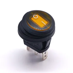 Interruptor de rocker, interruptor de 3 pinos 6a ac/dc 12v amarelo iluminado redondo à prova d' água interruptor de balanço